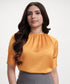 Half Sleeve Neck Gathered Chiffon Top